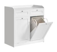 VASAGLE Mobile Portabiancheria per Bagno, Mobiletto Bagno con 2 Cassetti e 2 Cesti Portabiancheria, Sacchi Interni Rimovibili con Maniglie, 40 x 78,9 x 80,2 cm, Bianco Nuvola BBC751W01