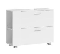 VASAGLE Mobile Sottolavabo da Bagno con 2 Cassetti Ampi, Scomparti Aperti Laterali Montabili a Sinistra o Destra, Gande Apertura per Sifone, Montaggio Facile, 30 x 80 x 64 cm, Bianco Nuvola BBK502W01