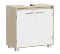 VASAGLE Mobile Sottolavabo, Mobile da Bagno, 2 Scomparti dietro le Ante, per Diversi Tipi di Lavabi, con Piedini, 30 x 60 x 60 cm, Beige Naturale e Bianco Nuvola BBK506L01