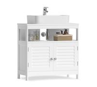VASAGLE Mobile Sottolavabo per Bagno, Mobiletto da Bagno, 2 Ante a Persiana, Cap