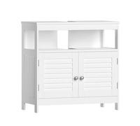 VASAGLE Mobile Sottolavabo per Bagno, Mobiletto da Bagno, 2 Ante a Persiana, Capiente, Design Moderno, 30 x 60 x 60 cm, Bianco BBC02WT