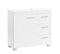 VASAGLE Mobile Sottolavabo per Bagno, Mobiletto da Bagno, 3 Cassetti Laterali, 2 Scomparti dietro l'Anta, con Piedini, 30 x 70 x 64 cm, Bianco Nuvola BBK503W10