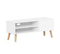 VASAGLE Mobile TV, Armadietto Stand TV, per TV fino a 55 Pollici, Porta TV Lungo 120 cm, Centro di Intrattenimento, Metà del Secolo Moderno per Soggiorno, Camera da Letto, Bianco LTV120T46