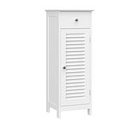 VASAGLE Mobiletto da Bagno, Armadietto Salvaspazio con Cassetto e Anta a Persiana, Struttura in MDF, 30 x 32 x 87 cm, Bianco BBC43WT
