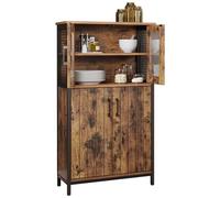 VASAGLE Mobiletto Multiuso, Armadietto, Credenza, Ripiano Regolabile, Mobile da Bagno, Struttura in Acciaio, per Salotto Cucina, Stile Industriale, Marrone Vintage e Nero LSC260B01