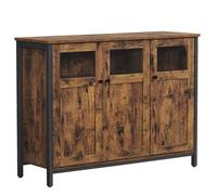 VASAGLE Mobiletto Multiuso, Credenza, Armadietto con Ante in Vetro, per Sala da