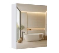 VASAGLE Mobiletto Pensile da Bagno con Specchio, 50 x 13 x 60 cm | Stile Moderno, Bianco Nuvola, Collezione KAILYN BBK012WB01