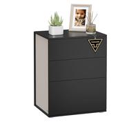 VASAGLE Montaggio Rapido Senza Utensili Toolless, Comodino, Tavolino da Letto con 3 Cassetti, Design Moderno Minimalista, per Camera da Letto e Soggiorno, Nero Inchiostro e Beige Cappuccino LET778B01