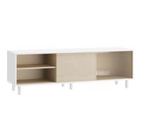 VASAGLE Montaggio Veloce senza Utensili Toolless, Mobile TV per Televisore fino a 60 Pollici, per Soggiorno, Vetro Scanalato, Moderno, 140 x 39 x 45 cm, Bianco Nuvola e Beige Naturale LTV466W01