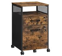 VASAGLE OFC077B01 - Armadietto portadocumenti da ufficio con 2 cassetti chiudibili con serratura, scaffale aperto, struttura in acciaio, struttura in acciaio, stile industriale, marrone rustico e nero