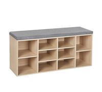 VASAGLE Panca per scarpe con cuscino imbottito, 10 scomparti | 104 x 30 x 48 cm, capacità di carico 150 kg, ripiani regolabili per ingresso, Natuurlijk grigio, collezione CUSTOS LHS10NL