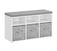 VASAGLE Panca per scarpe, organizer per scarpe con 6 scomparti e 3 ripiani regolabili, panca con 3 cassapanca per ingresso, corridoio, armadio, bianco nuvola LSB101W14