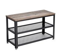 VASAGLE Panca Scarpiera a 3 Ripiani, 73 x 30 x 45 cm | Scaffale Portascarpe, Stile Industriale, Montaggio Facile, Greige Melange e Nero Opaco, Collezione Daxton LBS73MB