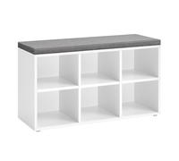 VASAGLE Panca Scarpiera, Portascarpe con 6 Scomparti e 3 Ripiani Regolabili, Facile da Montare, Salvaspazio, per Corridoio, Camera da Letto, Bianco LHS23WT, 87 L x 48 H cm