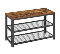 VASAGLE Panca Scarpiera, Scaffale Portascarpe a 2 Ripiani, Organizzatore per Scarpe, 73 x 30 x 45 cm, Ingresso Salotto Camera, Acciaio, Stile Industriale, Marrone Vintage e Nero LBS73X