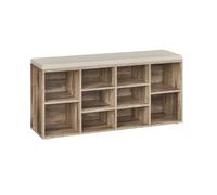VASAGLE Panca Scarpiera, Scarpiera Ingresso con Seduta Cuscino e 10 Scomparti, Ripiani Regolabili, Corridoio Soggiorno, 30 x 104 x 48 cm, Marrone Cammello LHS010K02