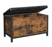 VASAGLE Pouf Contenitore, Cassapanca, Panca Imbottita, Camera da Letto Salotto Soggiorno, Telaio in Acciaio, Montaggio Semplice, Stile Industriale, Marrone Vintage e Nero LSC80BX