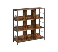 VASAGLE Scaffale a 3 Ripiani 9 Scomparti 30 x 100 x 103,1 cm Marrone Vintage e Nero