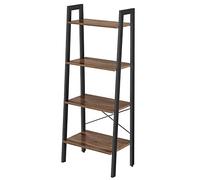 VASAGLE Scaffale a 4 livelli, libreria, per soggiorno, camera da letto, cucina, ufficio, stile industriale, struttura in acciaio, marrone nocciola e nero LLS044B03