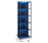 Vasagle Scaffale LLS120B57 - 6 ripiani, luce LED dimmerabile, struttura in acciaio, Nero Ebano