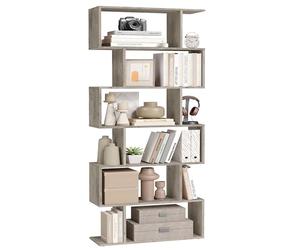 VASAGLE Scaffale a 6 Ripiani, Libreria, 24 x 70 x 191,6 cm, Divisorio per Stanza, Organizzatore a Cubi, Stile Moderno, per Soggiorno, Camera da Letto, Ufficio, Greige LBC061M01