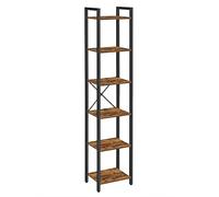 VASAGLE Scaffale a 6 Ripiani, Libreria per Ufficio, Studio, Soggiorno, Camera da Letto, 30 x 40 x 186 cm, Stile Industriale, Marrone Vintage e Nero Inchiostro LLS101B01
