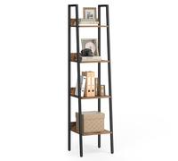 VASAGLE Scaffale a scala, libreria a 4 livelli per home office, ripiani autoportanti, per cucina soggiorno, struttura in acciaio, facile da montare, industriale, rustico marrone e nero LLS108B01