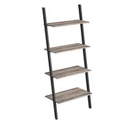 VASAGLE Scaffale a Scala, Libreria a 4 Ripiani, Portaoggetti Contro Parete, per Soggiorno, Cucina, Ufficio, Struttura Stabile in Acciaio, Stile Industriale, Greige e Nero LLS043B02