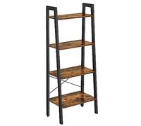 VASAGLE Scaffale a Scala, Libreria a 4 Ripiani, Scaffale Portaoggetti, per Soggiorno Camera da Letto Cucina Studio, Stile Industriale, Struttura in Acciaio, Marrone Vintage e Nero LLS44X