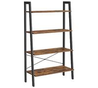 VASAGLE Scaffale a Scala, Libreria a 4 Ripiani, Scaffale Portaoggetti, per Soggiorno Camera da Letto Cucina Studio, Stile Industriale, Struttura in Acciaio, Marrone Vintage e Nero LLS144B01