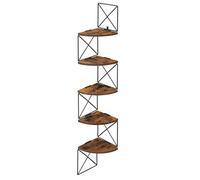VASAGLE Scaffale Angolare a Parete con 5 Ripiani, Libreria Angolare, Mensole da Muro ad Angolo, per Camera da Letto Soggiorno Bagno Cucina Studio, Marrone Vintage e Nero LLS851B01