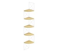 VASAGLE Scaffale Angolare a Parete con 5 Ripiani, Libreria Angolare, Mensole da Muro ad Angolo, per Camera da Letto Soggiorno Bagno Cucina Studio, Marrone Rovere e Bianco Opaco LLS851YD01