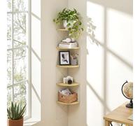 VASAGLE Scaffale Angolare a Parete con 5 Ripiani | Libreria Angolare, Mensole da Muro ad Angolo, Rovere Naturale e Bianco Opaco, Collezione ISLAND LLS851YD01