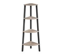 VASAGLE Scaffale angolare, libreria angolare a 4 livelli, scaffale angolare industriale, espositore per piante, per soggiorno, ufficio, cucina, grigio e nero, ULLS034M01