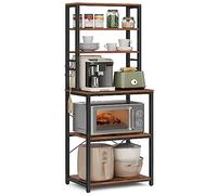 VASAGLE Scaffale Cucina, Mobile Cucina, Scaffale per Microonde, 6 Ripiani, 6 Ganci, Struttura in Acciaio, Stile Industriale, 40 x 60 x 167 cm, Marrone Vintage e Nero Inchiostro KKS024B01