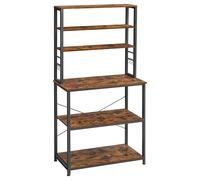 VASAGLE Scaffale da Cucina, Scaffale da Forno, 6 Ripiani e 6 Ganci, per Microonde, Struttura in Acciaio, Stile Industriale, 40 x 80 x 167 cm, Marrone Rustico e Nero/Grigio e Nero/Rovere e Bianco