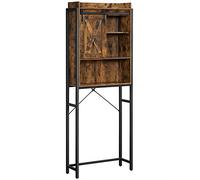 VASAGLE Scaffale Sopra Toilette, Scaffale da Bagno, per Lavatrice, con Scomparti, Struttura in Acciaio, Montaggio Facile, Industriale, 64 x 24 x 171 cm, Marrone Vintage e Nero BTS003B01
