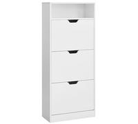 VASAGLE Scarpiera a 3 Ante a Ribalto, Scaffale Portascarpe, Scomparto Aperto, Divisorio Regolabile, 14-18 Paia, per Piccoli Ingressi, 24 x 60 x 139 cm, Bianco Nuvola LBC046W01