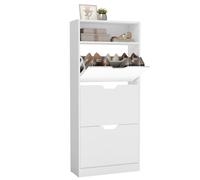 VASAGLE Scarpiera con 2 Scomparto Aperto e Divisorio Regolabile, 139 cm | Scaffale portascarpe per 12 paia da donna o 8 da uomo, 60 x 24 x 139 cm, Bianco, CUSTOS Collezione, LBC046W01