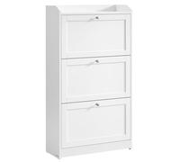 VASAGLE Scarpiera con 3 Scomparti a Ribalta, Scarpiera Salvaspazio, Divisori Regolabili, Portascarpe per fino a 18 Paia di Scarpe, Ingresso Corridoio, 24 x 60 x 108 cm, Bianco Nuvola LBC036W01