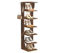 VASAGLE Scarpiera Salvaspazio Verticale, 7 Ripiani, 26,4 x 30 x 110,4 cm | Mobile Ingresso in Legno, Organizer Scarpe Slim, Scaffale Alto e Stretto, Marrone Vintage, Collezione Island LBS200KD01
