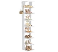 VASAGLE Scarpiera Salvaspazio Verticale, 9 Ripiani, 26,5 x 30 x 147 cm | Mobile Ingresso in Legno, Organizer Scarpe Slim, Scaffale Alto e Stretto, Bianco Nuvola, Collezione Island LBS210WB01