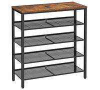 VASAGLE Scarpiera, Scaffale Portascarpe da Ingresso a 5 Livelli con Piano Ampio e Ripiani di Rete Regolabili, Slim, per Entrata Corridoio, Marrone Vintage e Nero Inchiostro LBS038B01