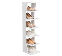 VASAGLE Scarpiera, Scaffale Portascarpe da Ingresso a 7 Livelli, Scarpiera Stretta, per Corridoio, Angolo, Cabina Armadio, Bianco LBS200T14