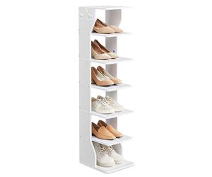 VASAGLE Scarpiera, Scaffale Portascarpe da Ingresso a 7 Livelli, Scarpiera Stretta, per Corridoio, Angolo, Cabina Armadio, Bianco LBS200T14