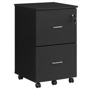 VASAGLE Schedario a 2 Cassetti, Mobile da Ufficio con Serratura, Supporto per Stampante, Documenti Formato A4 Letter Cartelle Sospese, Montaggio Richiesto, Nero LCD27BKV1