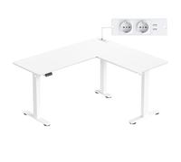 VASAGLE Scrivania Angolare Regolabile in Altezza Elettricamente, a Forma di L, 140 x 160 cm, con Stazione di Ricarica, Memory di 2 Altezze, per Studio, Bianco Nuvola e Bianco Opaco LSD264W01