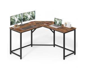 VASAGLE Scrivania Angolare, Scrivania per Computer a Forma di L, 129 x 129 x 76 cm, per Ufficio Studio Gaming, Marrone Vintage e Nero Inchiostro LWD124K01
