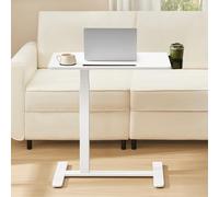 VASAGLE Scrivania con Ruote, Tavolino con Rotelle, Piano 70 x 40 cm, Regolabile in Altezza, 2 Portabicchieri, Slot per Cellulare o Tablet, Bianco Nuvola LSD600W01