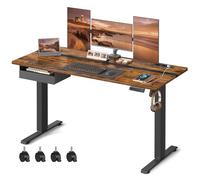 VASAGLE Scrivania Elettrica Regolabile in Altezza, Piano del Tavolo 70 x 160 cm, Regolabile in Continuo, Funzione di Memoria con 4 Altezze, Marrone Vintage e Nero Inchiostro LSD116X01